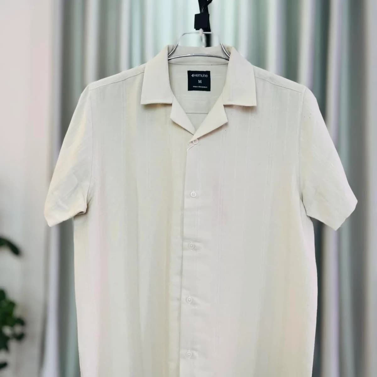 Ivory Textured Cuban Collar Shirt