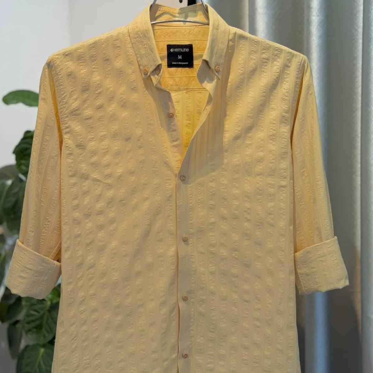 Sunshine Yellow Textured Casual Shirt