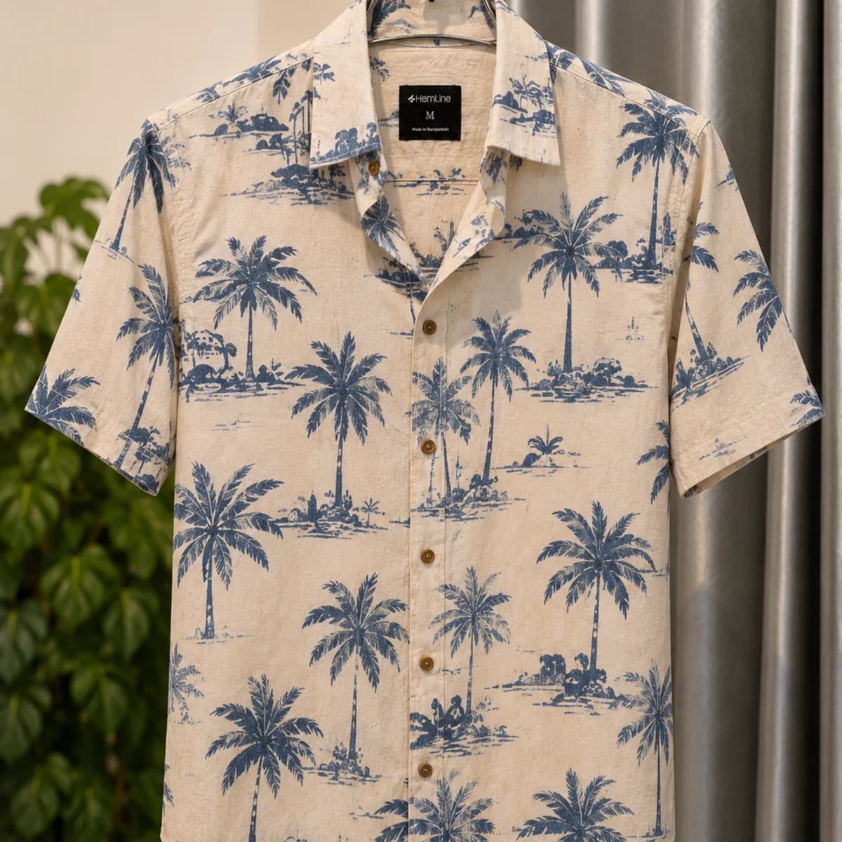 Coastal Palm Print Half Sleeve Shirt