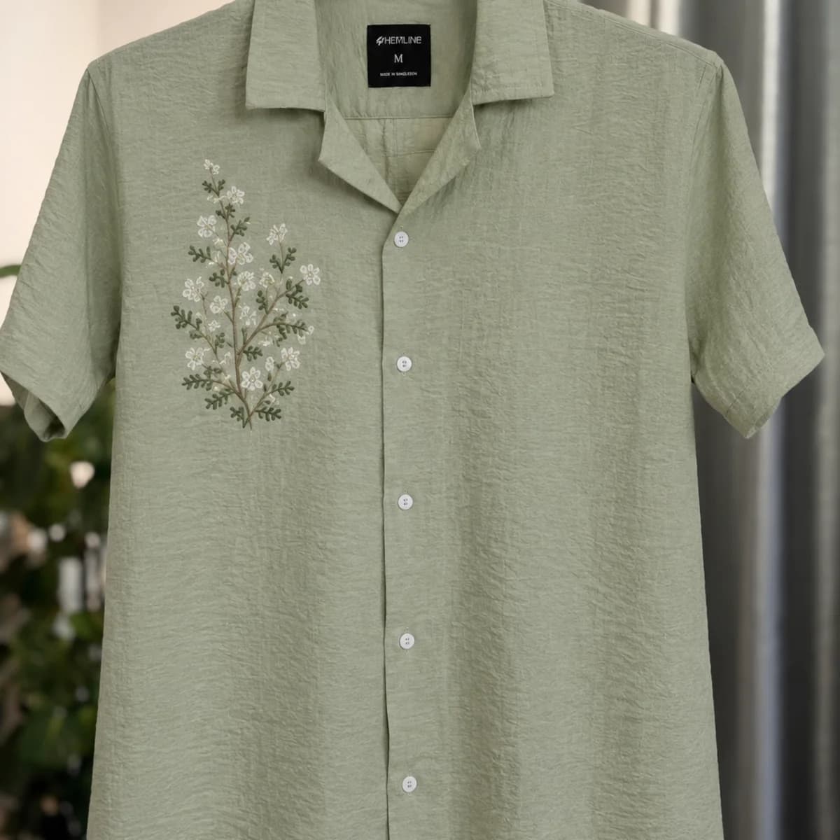 Sage Blossom Embroidered Shirt